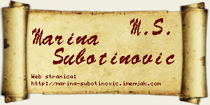 Marina Subotinović vizit kartica
